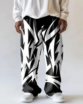 Big Men's Street Style Bold Lightning Printed Loose Casual Pocket Pants